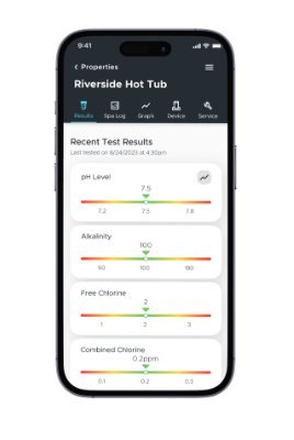 Amano dashboard showing pool chemistry readings