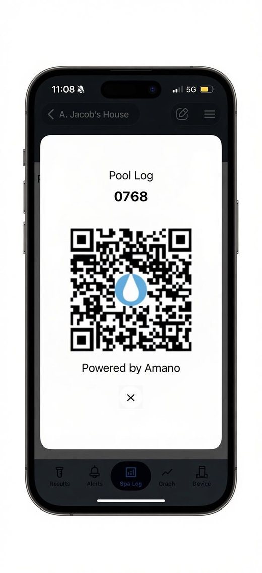 QR code for sharing an Amano pool chemistry log