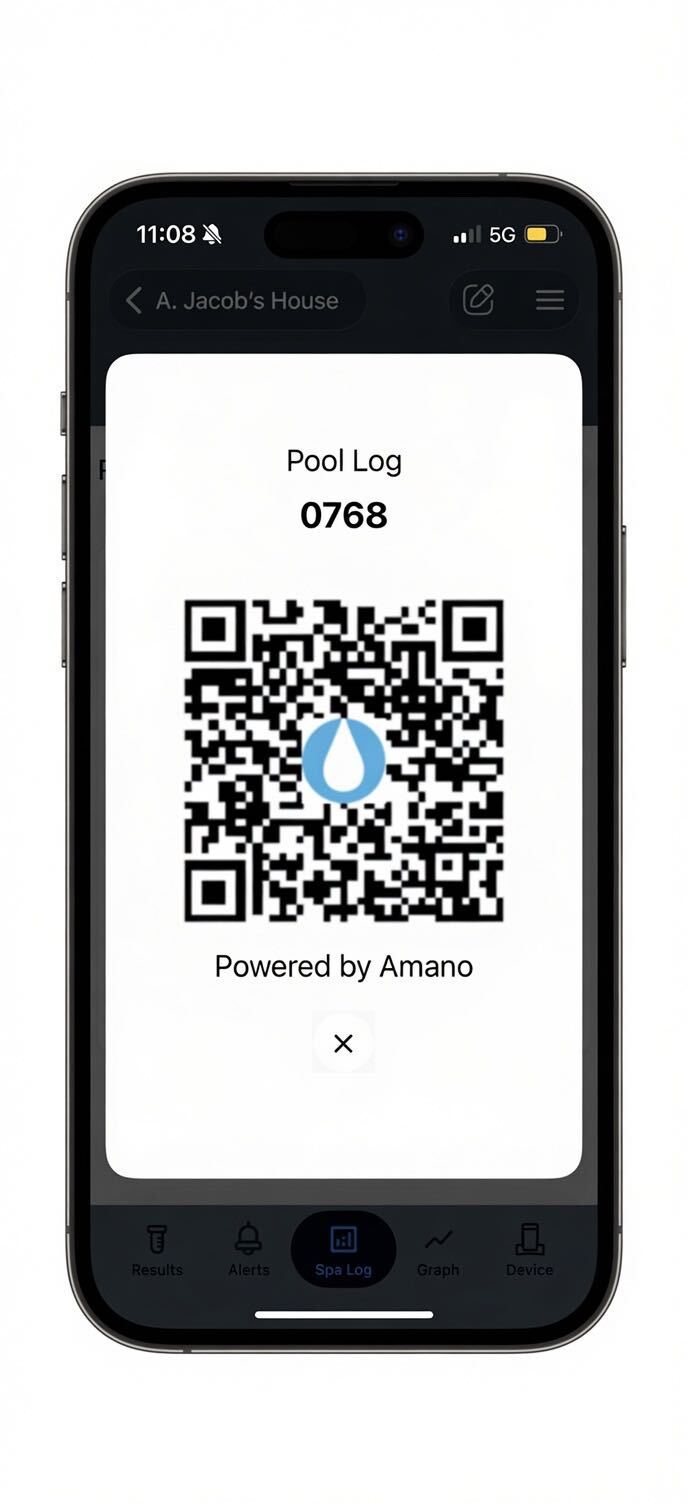 Amano QR code for sharing pool log with health inspector